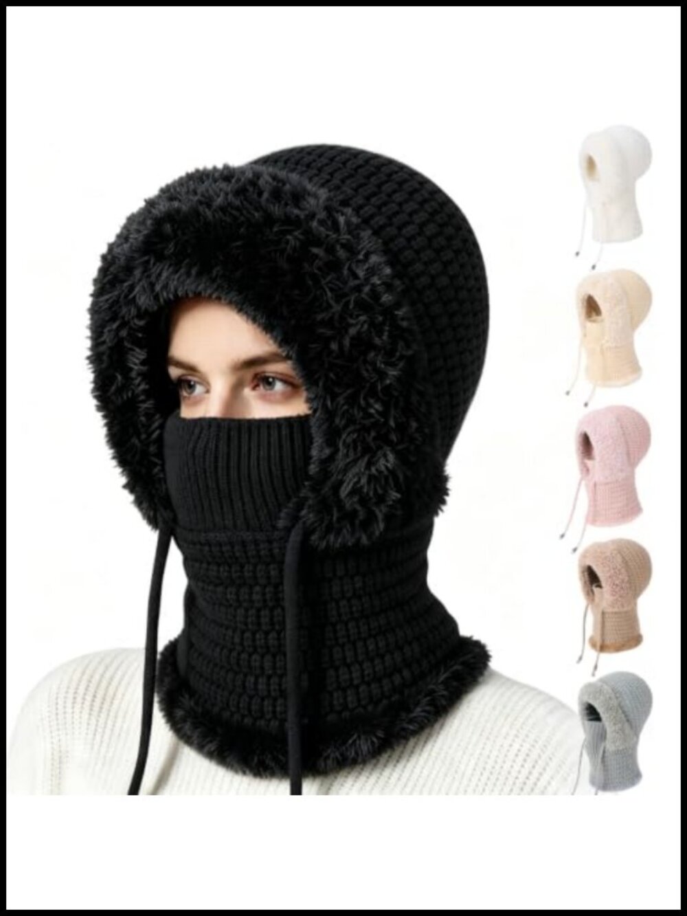 3-in-1 Acrylic Beanie Hat with Scarf and Face Mask Winter Set